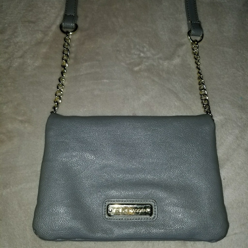 **STEVE MADDEN GREY W/GOLD MINI CROSSBODY PURSE**